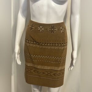 Rare Vintage Ilyza Sz 8 Floral & Aztec Tribal Brown Skirt Boho Gypsy Y2K Retro